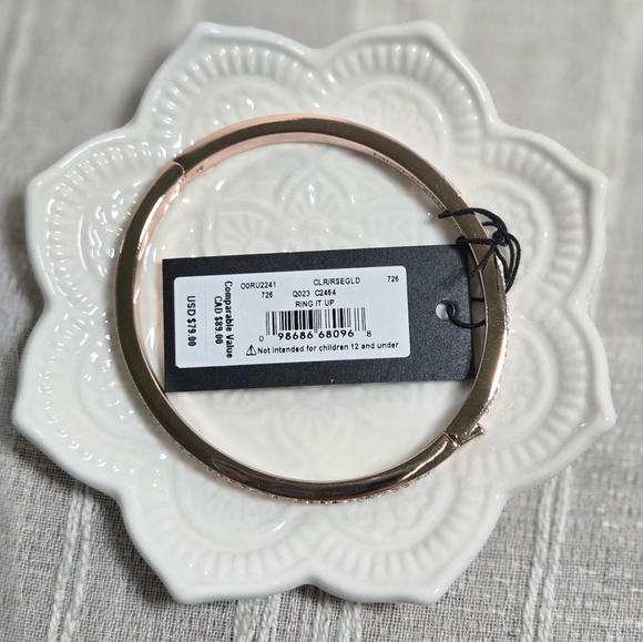 Kate Spade Ring It Up Crystal Pave Hinged Bangle Bracelet Rose Gold NWT $79 - Picture 2 of 4